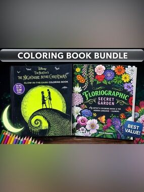 Disney Nightmare Before Christmas Glow Coloring Book + Floriographic Garden Set